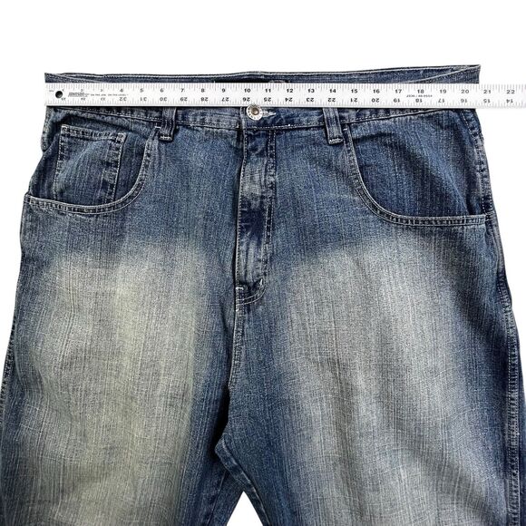 Vintage Dodeca Jeans Mens 42x32 Blue Denim Baggy Wide Leg Hip Hop Grunge Y2K - Picture 10 of 12